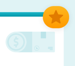 Browser window showing a delivery box with a dollar sign and a star