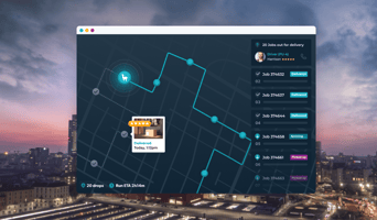 Map with route stops and headline is Smart Effortless Last Mile Delivery 