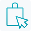 Shopping bag with cursor representing improved ecommerce conversion.