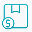 Package and dollar icon representing delivery cost efficiency and unit economics.