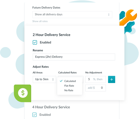 The Sherpa Shopify App allows full customisation over your delivery distance and rates